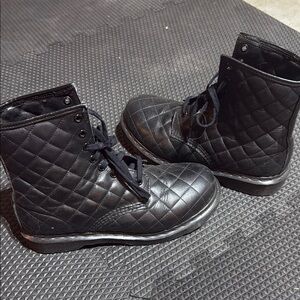 Quilted Black Dr. martens Lace-Up Boots